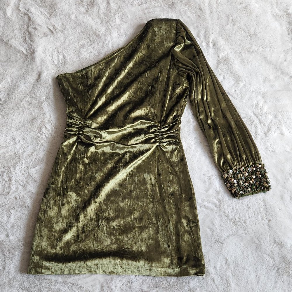 Anthropologie Nirmooha One-Shoulder Velvet Mini Dress - Picture 10 of 16